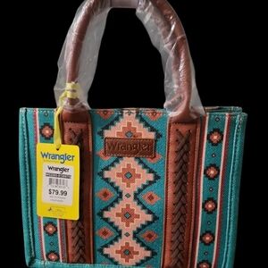 Wrangler Turquoise and Brown Women's Tote